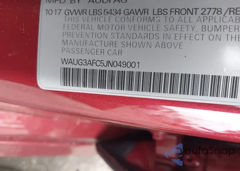 2018 Audi A6 3.0T Premium from USA, damaged, VIN WAUG3AFC5JN049001